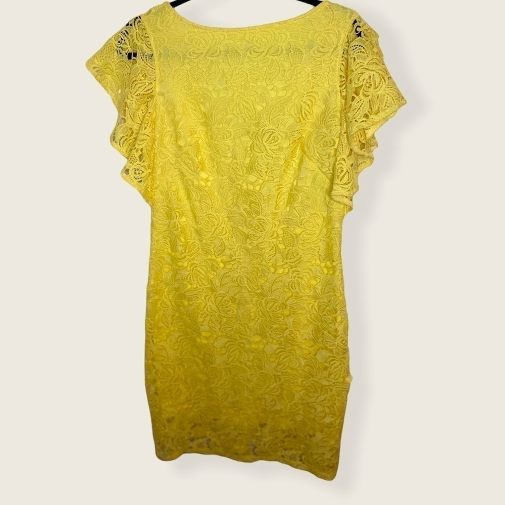 MARINA yellow cap sleeve lace dress - Picture 2 of 5